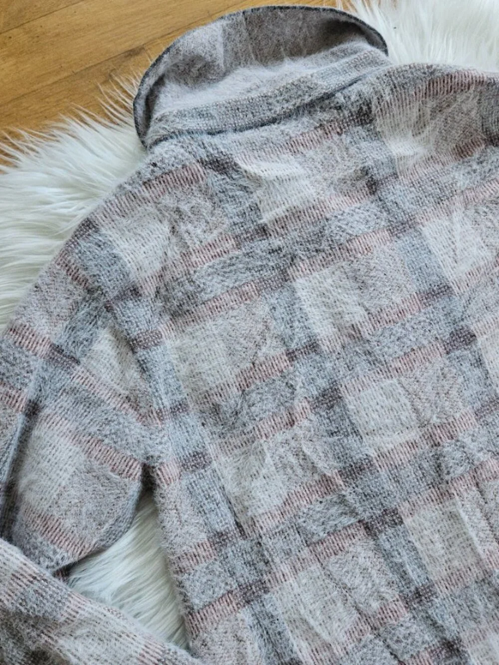 Anthropologie Pilcro Plaid Eliza Shacket Jacket Eyelash Pastel Checkered Size XS